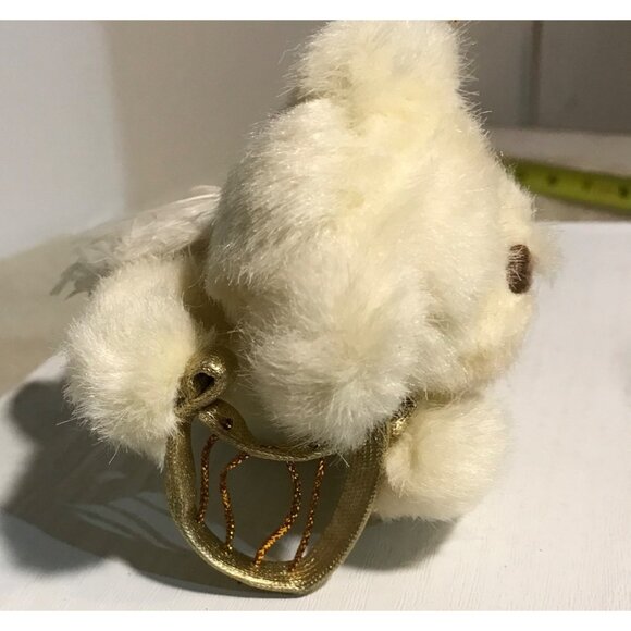 Russ Berrie Collectible Angel Bear Ornament 6" Plush Feathers with Harp White - Picture 5 of 8